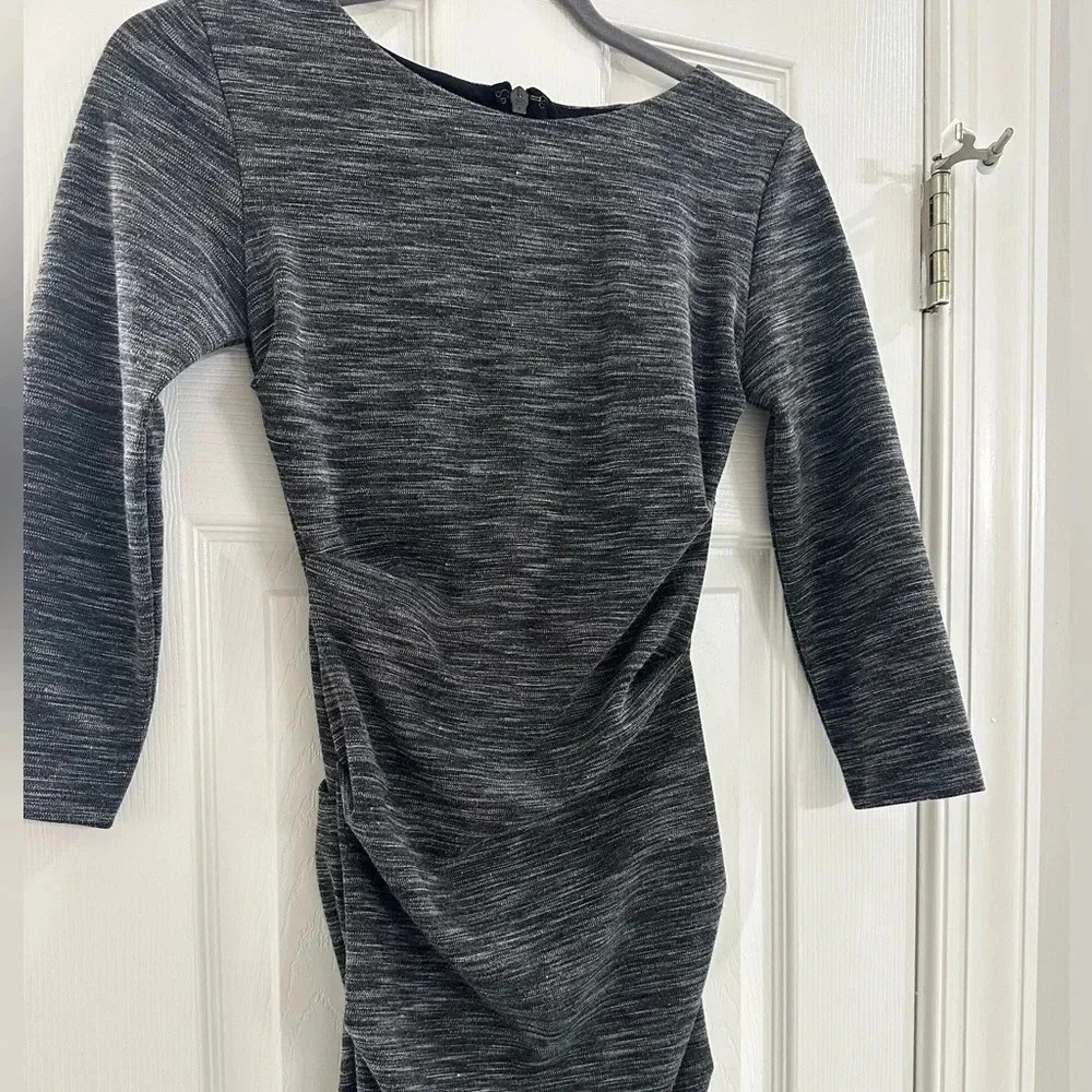 Artelier Nicole Miller Womens Ruched Dress Gray Size XS 3/4 Sleeve EUC - Picture 2 of 8